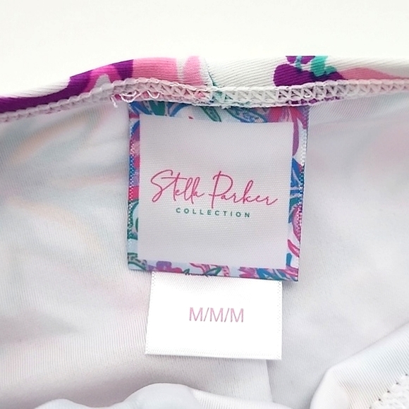 NWT Stella Parker Women's One Piece Halter Swimsuit Abstract Floral Pink Size M - Picture 6 of 9